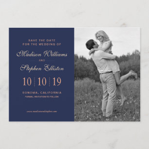 Save The Date Marine & Pink Floral & Plante Motif - Enregistrer 
