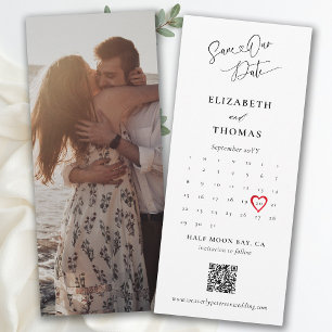 Save The Date Marque-page Calendrier Cœur Calligraphie Moderne M