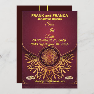 Save The Date Marques à skis   Mandala Calligraphic Script uniqu