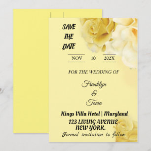 Save The Date Marques à skis   Romantique Jaune Botanique Géomét