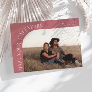 Save The Date Marquez vos calendriers Photo à cadre incurvé rose
