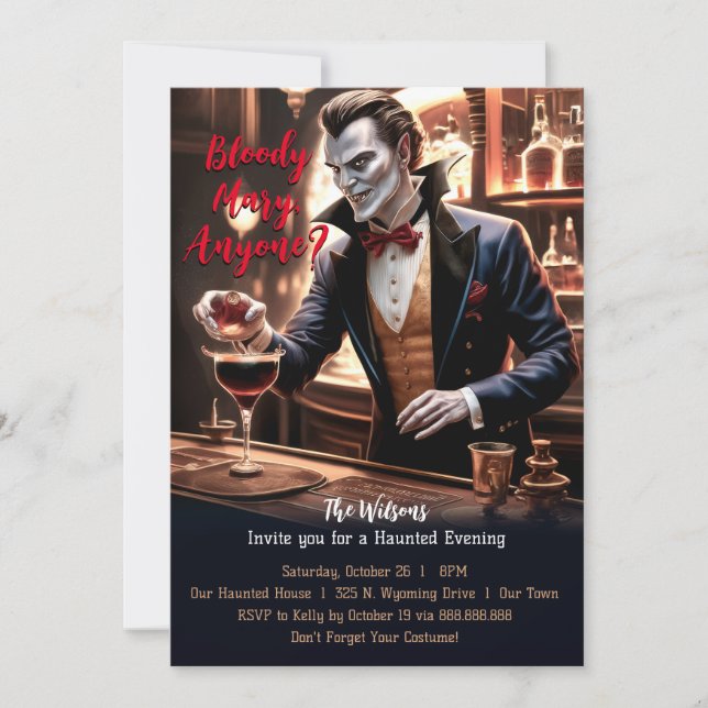 Save The Date Mary, Quelqu'Un ? Cocktail Halloween, (Devant)