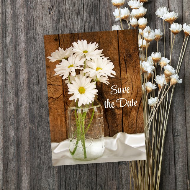 Save The Date Mason Jar Blanc Daisies Sweet 16 Enregistrer la da (Créateur téléchargé)