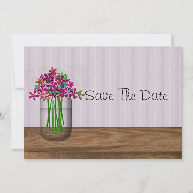 Save The Date Mason Jar De Fleurs Enregistrer La Date (Devant)