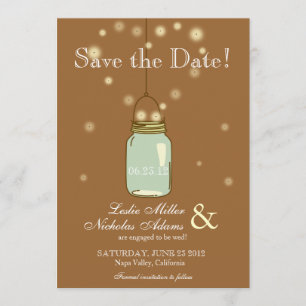 Save The Date Mason Jar Fireflies Mariage de coeur Enregistrer l