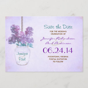 Save The Date mason jar & lilas violet enregistrer la date