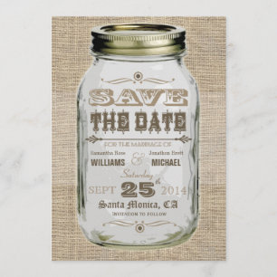 Save The Date Mason Jar Rustic Vintage Look Enregistrer La Date