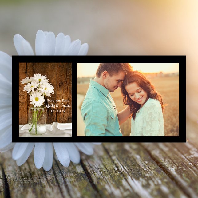 Save The Date Mason Jar White Daisies Nacre Mariage Enregistrer  (Créateur téléchargé)