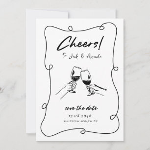 Save The Date Masque minimaliste dessiné à la main Script Weddin