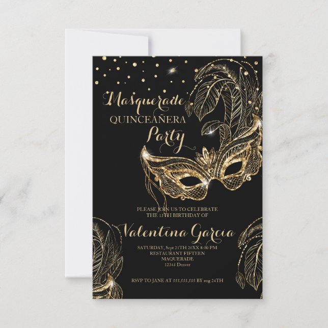 Save The Date Masquerade parties scintillant quinceanera masque  (Devant)