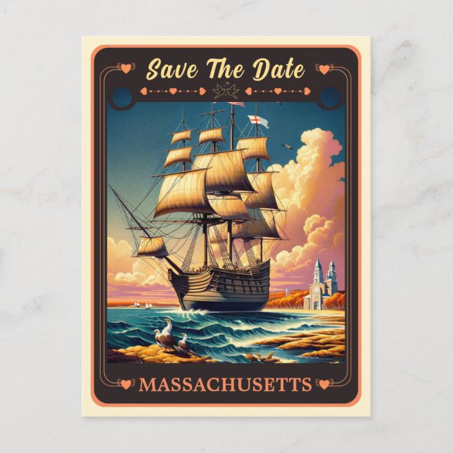 Save the Date | Massachusetts Invitation Postcard (Front)