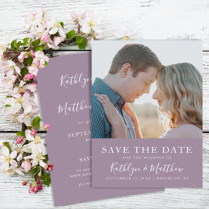 Save The Date Mauve Typographie moderne Simple Mariage photo