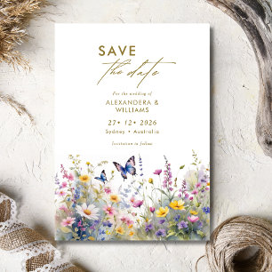 Save The Date Meadows Fleur sauvage capricieux Enregistrer la da