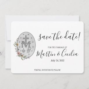 Save The Date Médaille miraculeuse peinte à la main Enregistrer 