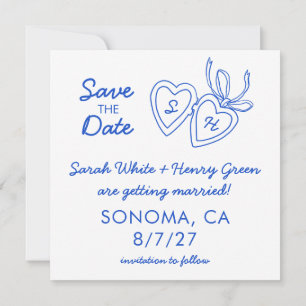 Save The Date Médaillon à coeur fantaisiste doodle sketch modern