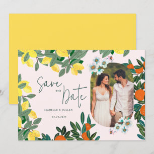 Save The Date Méditerranée Italie Grèce Citron rose Mariage