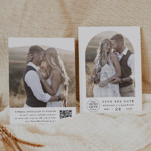 Save The Date MEGHAN Monogramme Photo noir blanc Mariage unique