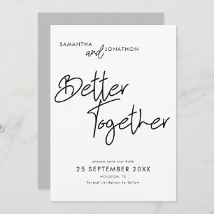 Save The Date Meilleur Ensemble Moderne Gris Script