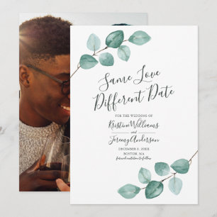 Save The Date Même Amour Différente Date Eucalyptus Black Photo