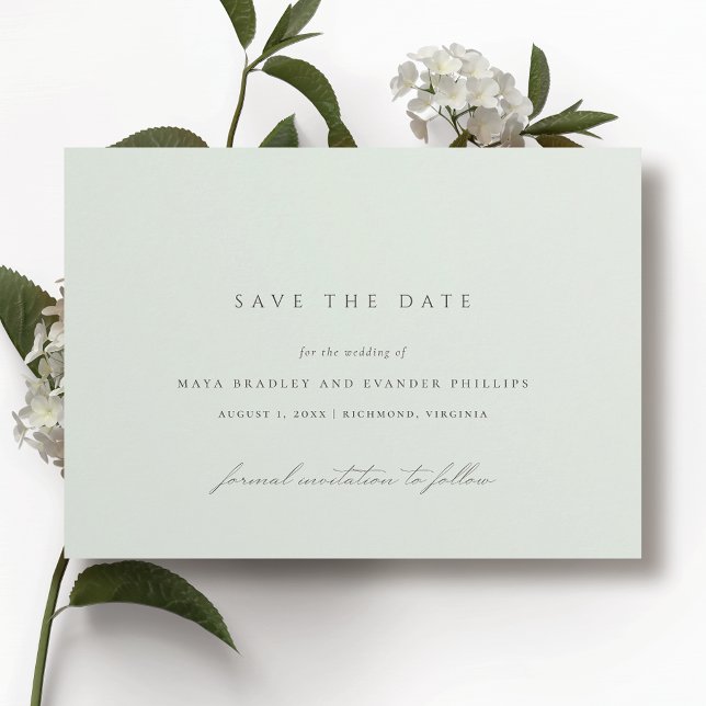 Save The Date Mer | Simple Elegant Mariage vert clair (Créateur téléchargé)