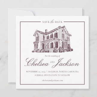 Save The Date Merrimon-Wynne Maison Croquis Enregistrer la date