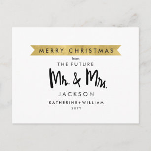 Save The Date   Merry Christmas Future Mr and Mrs Announcement Postcard
