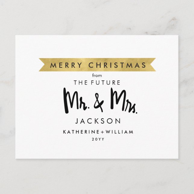 Save The Date | Merry Christmas Future Mr and Mrs Announcement Postcard (Front)