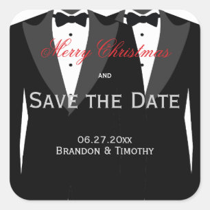Save The Date Merry Christmas Gay Wedding Stickers