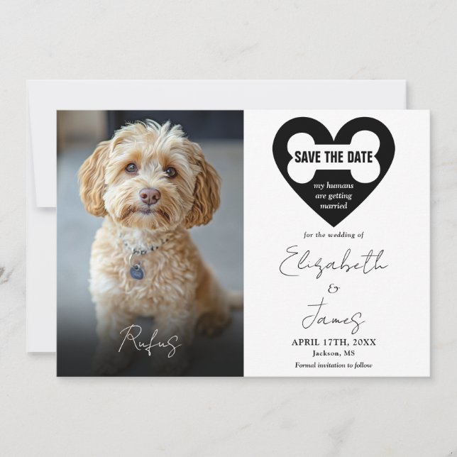 Save The Date Mes humains se marient Chien 2 Photos Mariage (Devant)