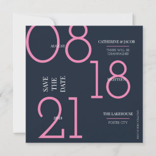 Save The Date Message de témoin minimaliste Mariage rose marine