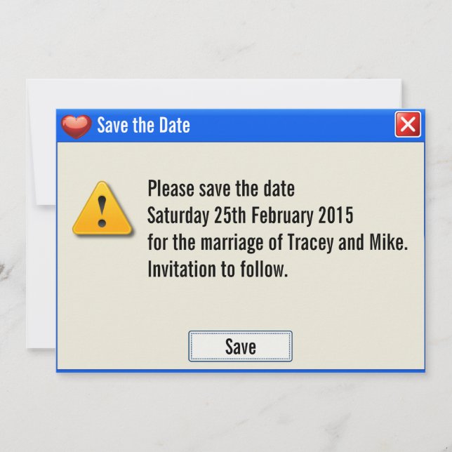Save The Date Message d'erreur du geek Enregistrer l'invitation  (Devant)