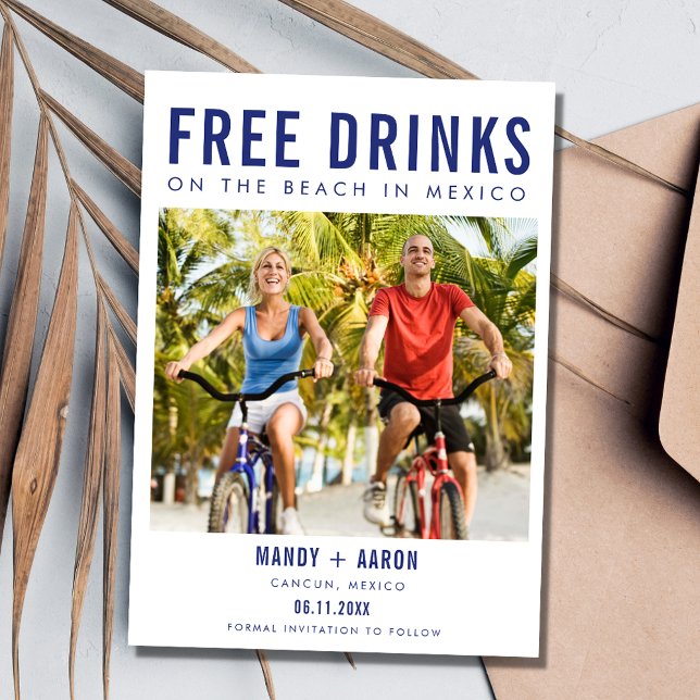 Save The Date Mexico Beach Destination Mariage Photo (Mexico Beach Destination Wedding Photo Save The Date)