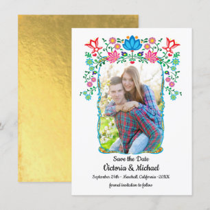 Save The Date Mexique Fiesta Gold Enregistrer la photo de la dat
