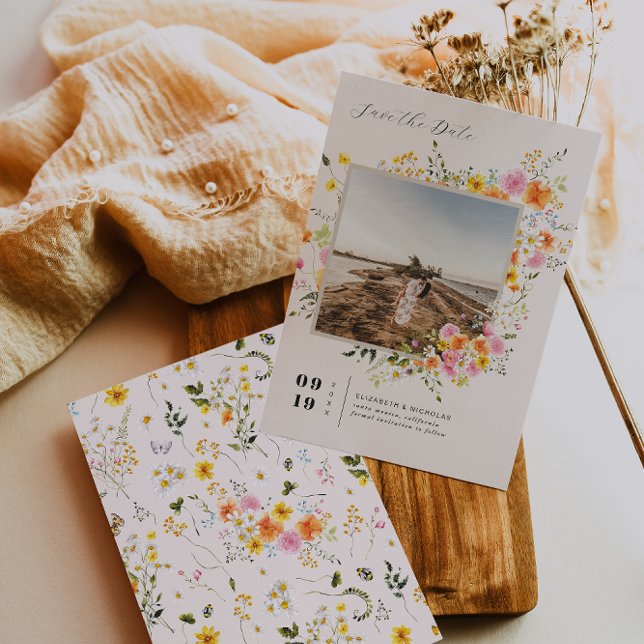 Save The Date Mi-été | Flores romantiques d'automne Photo (Créateur téléchargé)