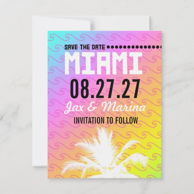 Save The Date MIAMI Enregistrer le papier Date Linen (Devant)