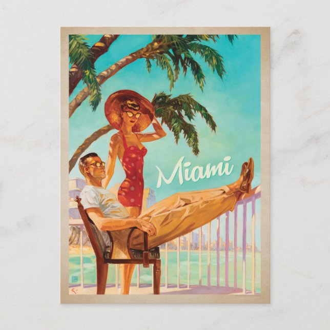 Save the Date | Miami, FL -Couple Announcement Postcard (Front)