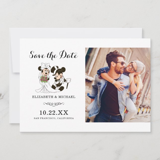 Save The Date Mickey et Minnie Mariage | Marié Enregistrer la da (Devant)