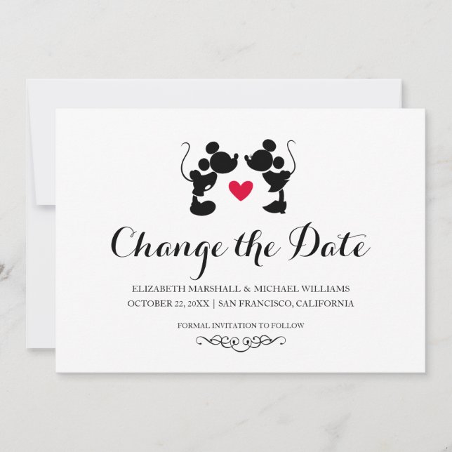 Save The Date Mickey et Minnie Mariage | Modifier la date (Devant)