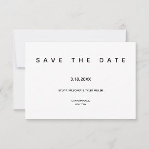 Save The Date Micro Mariage Noir Blanc Typographie Petite minima
