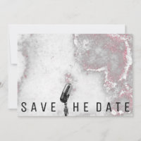 Save The Date Microphone Glitter Pink Grey Marble