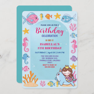 Save The Date mignon arc-en-ciel mermaid narval poisson licorne