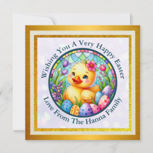 Save The Date Mignon poussin de Pâques, fleurs et œufs colorés