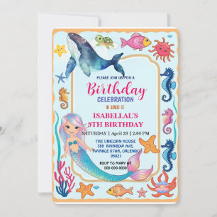 Save The Date Mignonne arc-en-ciel mermaid tortue poisson annive