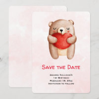 Mignonne ours en peluche portant un coeur rouge Éc