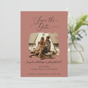 Save The Date Mini-Script Brosse Stroke Terracotta Photo