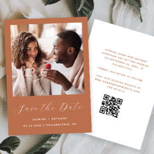 Save The Date Mini un script photo QR Code Terracotta
