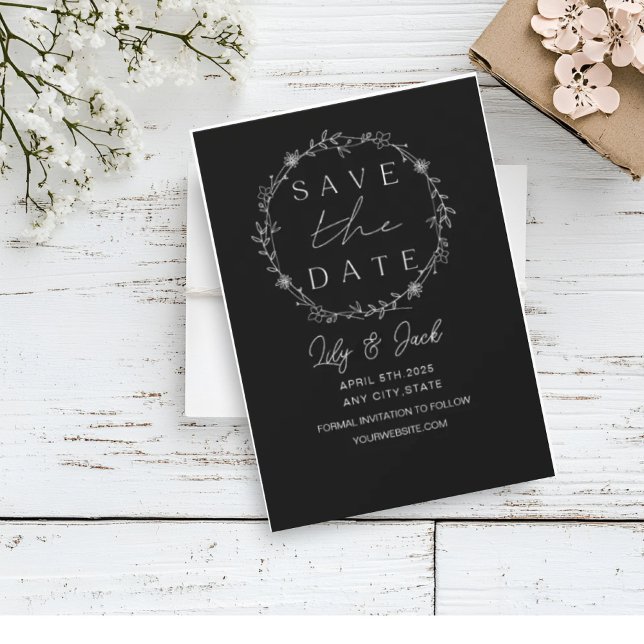 Save The Date Minimal Chic Noir et Blanc  (Créateur téléchargé)