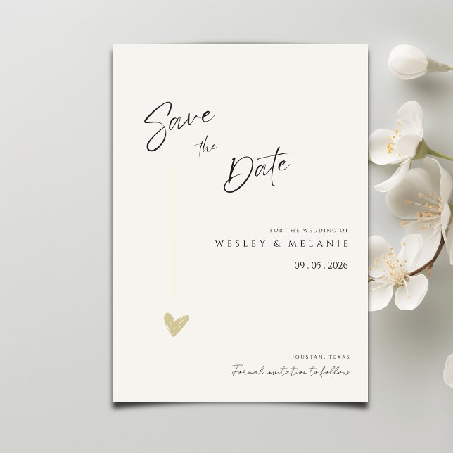 Save The Date Minimal Elegant Calligraphy Typo Wedding  (Minimal save the date invitation for a wedding announcement date.)