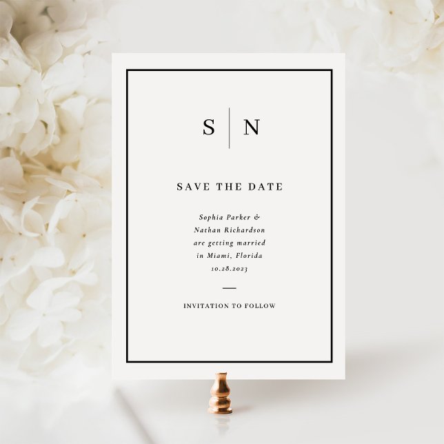 Save The Date Minimal et chic | Mariage frontalier noir et blanc (Créateur téléchargé)