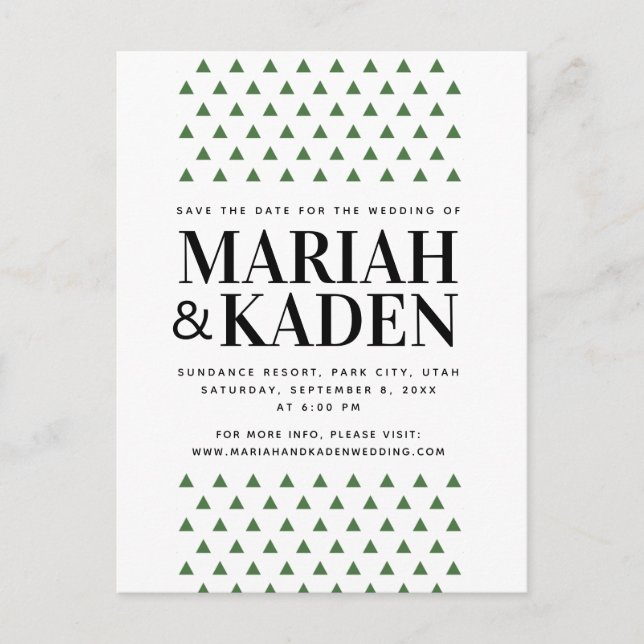 Save the Date Minimal Mountain Tree Wedding | Postcard (Front)